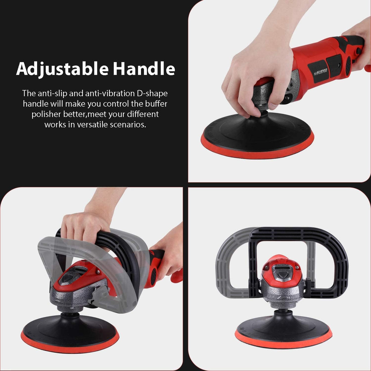 7-Inch Rotary Buffer Polisher, 10Amp Variable Speed Car Polisher, D Shape Detachable Handle, Wool Polishing Wheel U557563