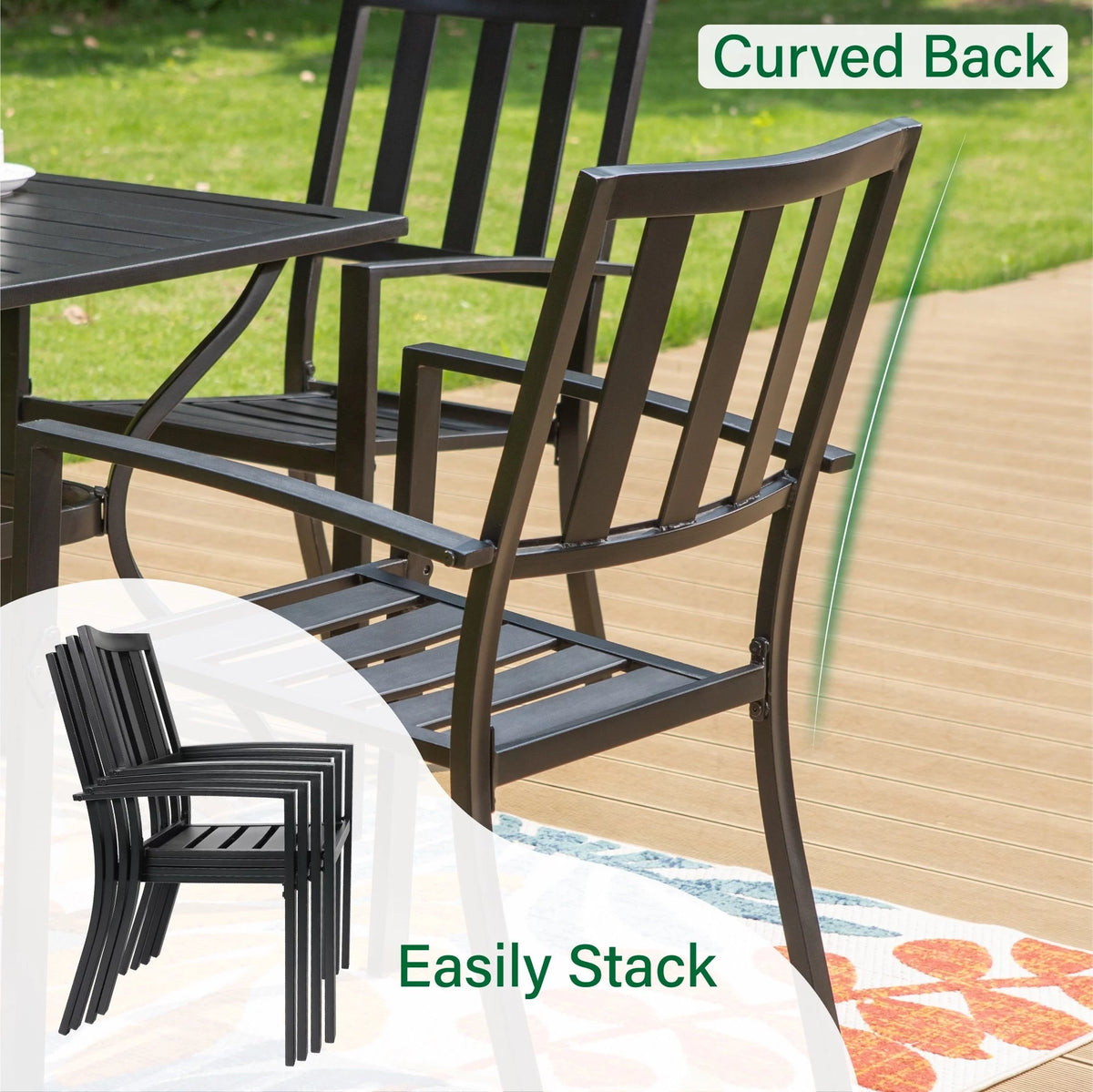 7 Piece Outdoor Patio Dining Set Metal Table and Chairs Z6476