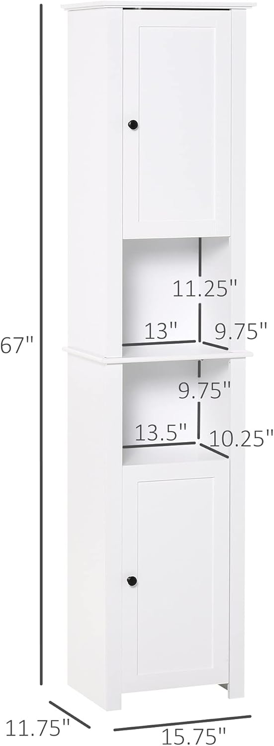 White Freestanding Bathroom Storage Cabinet with 2 Cupboards G7994