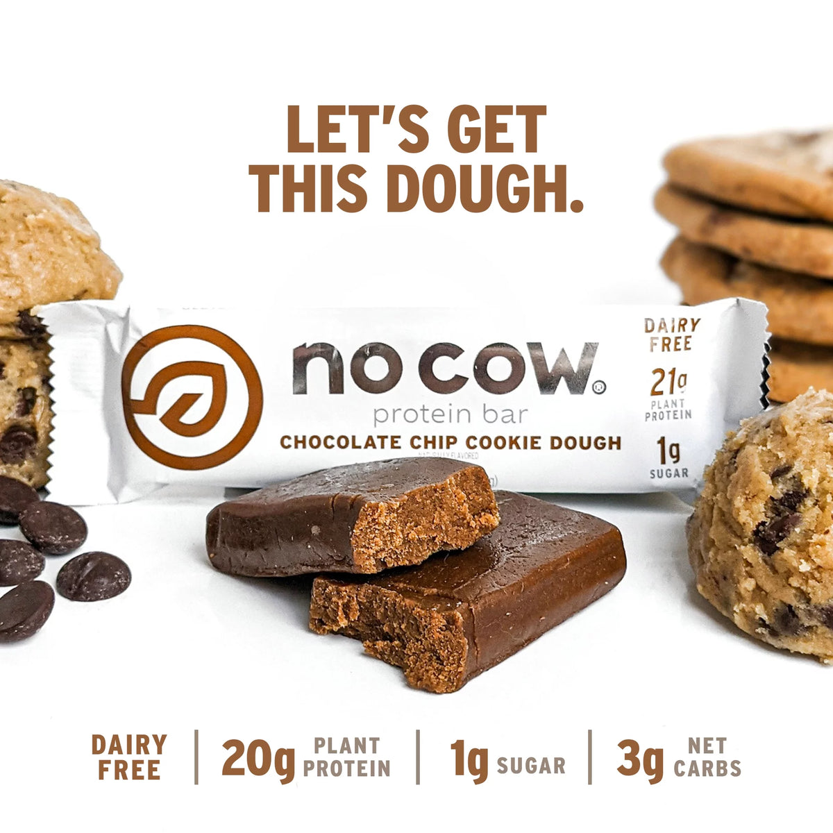 Chocolate Chip Cookie Dough Vegan Protein Bars, Box of 12 E569