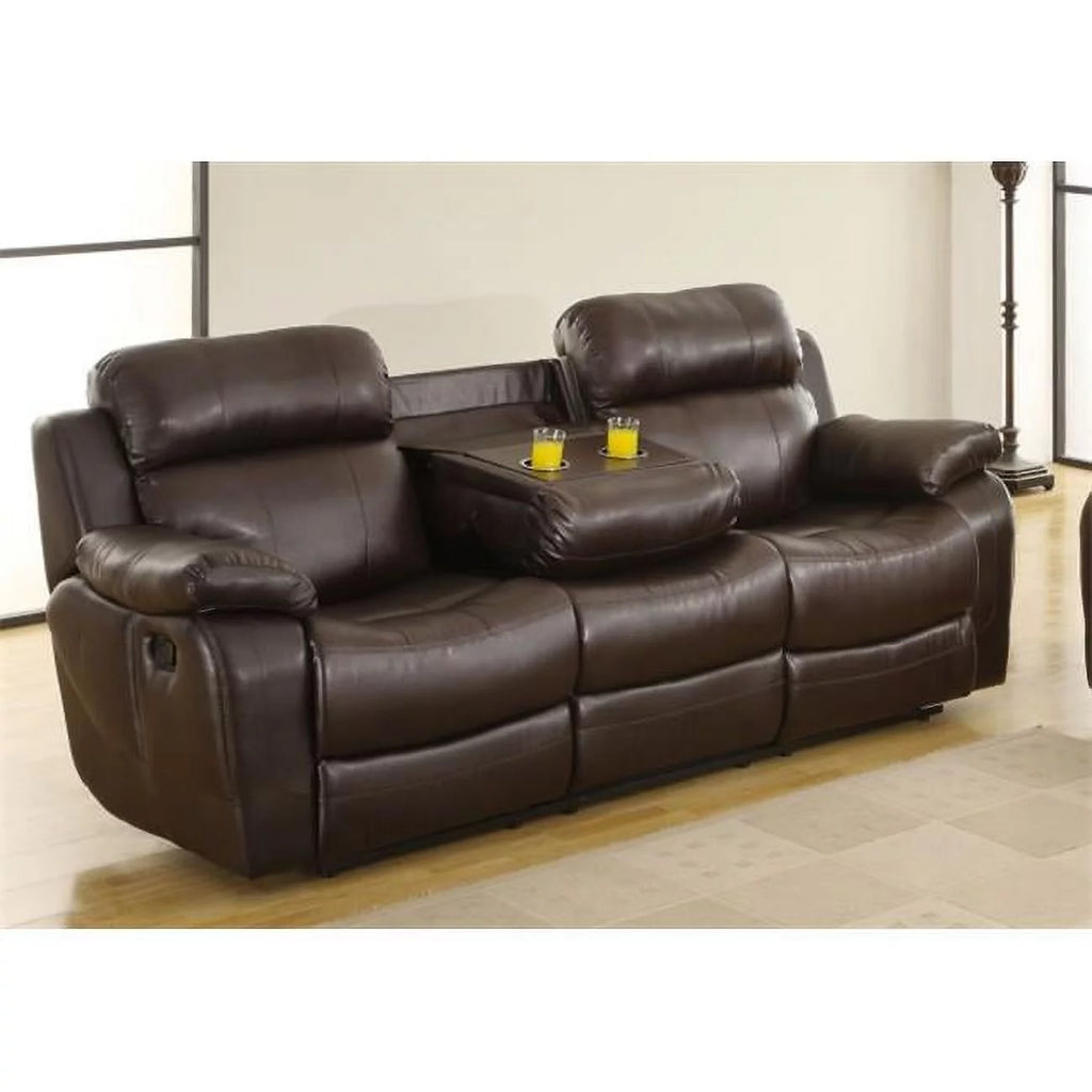 Brown Double Reclining Sofa with Cup Holders R32230