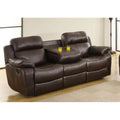 Brown Double Reclining Sofa with Cup Holders R32230