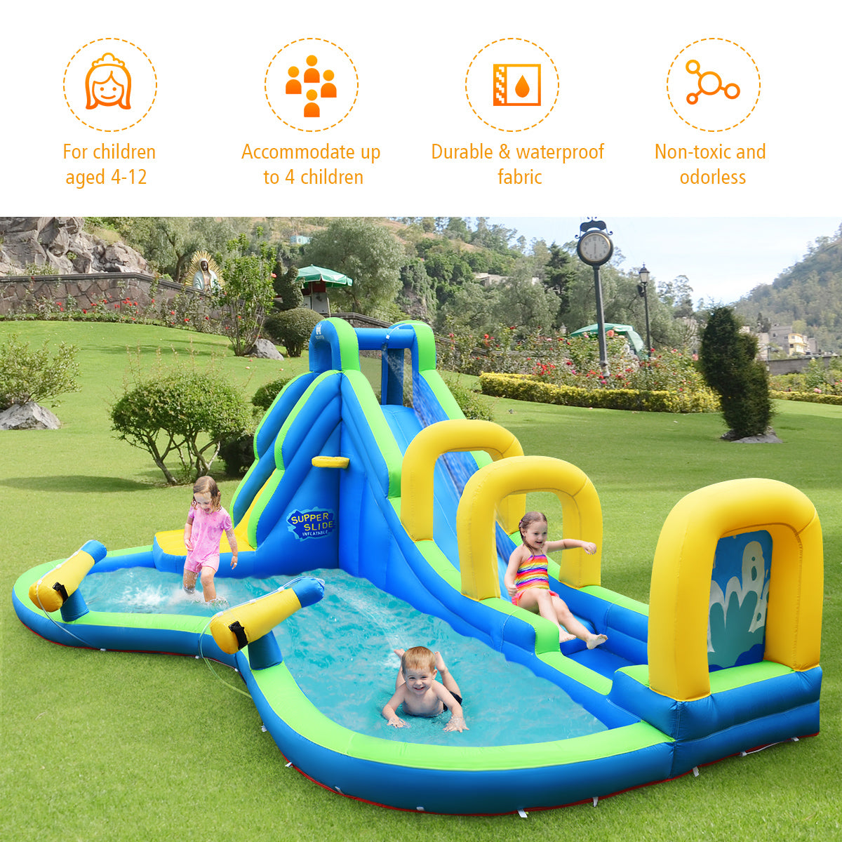 Inflatable Water Slide Kids Bounce House Castle Splash Pool B53248