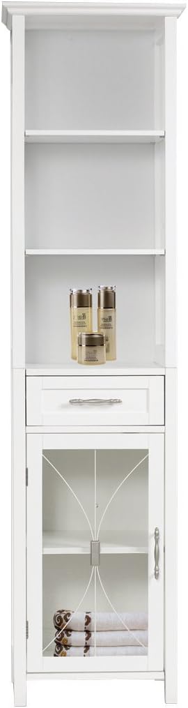 White Linen Cabinet with 1 Drawer and 3 Open Shelves T903819