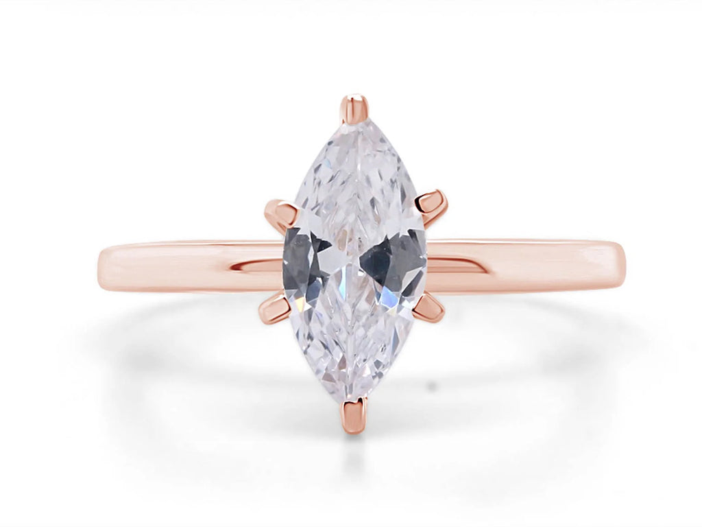 Rose Gold Cubic Zirconia Solitaire Engagement Ring F4370