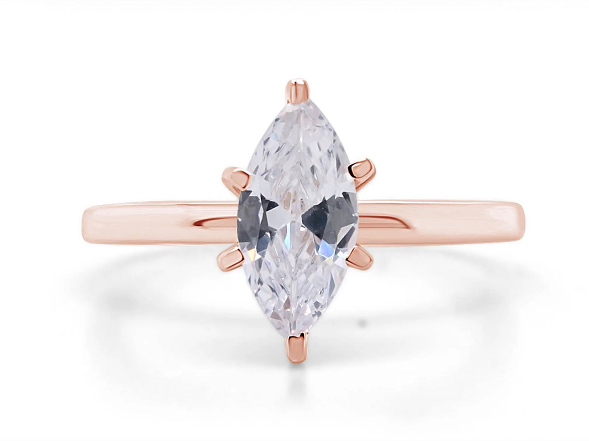 Rose Gold Cubic Zirconia Solitaire Engagement Ring F4370