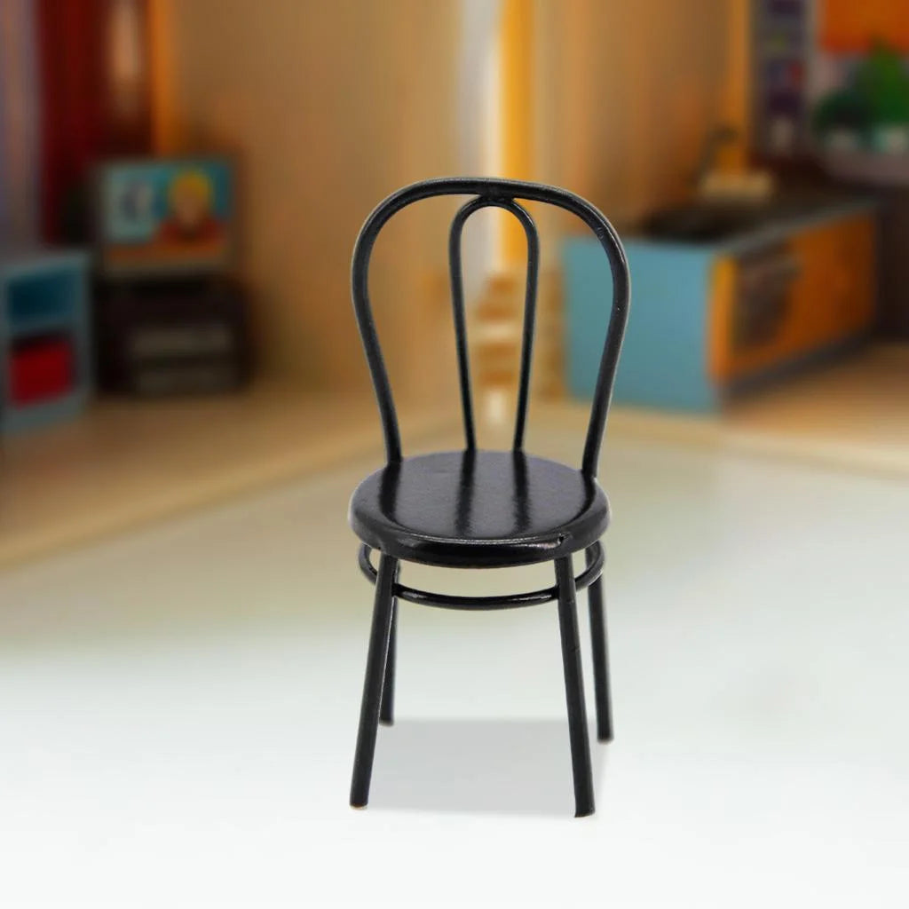 Black Metal Dollhouse Miniature Dining Furniture Seat M98708