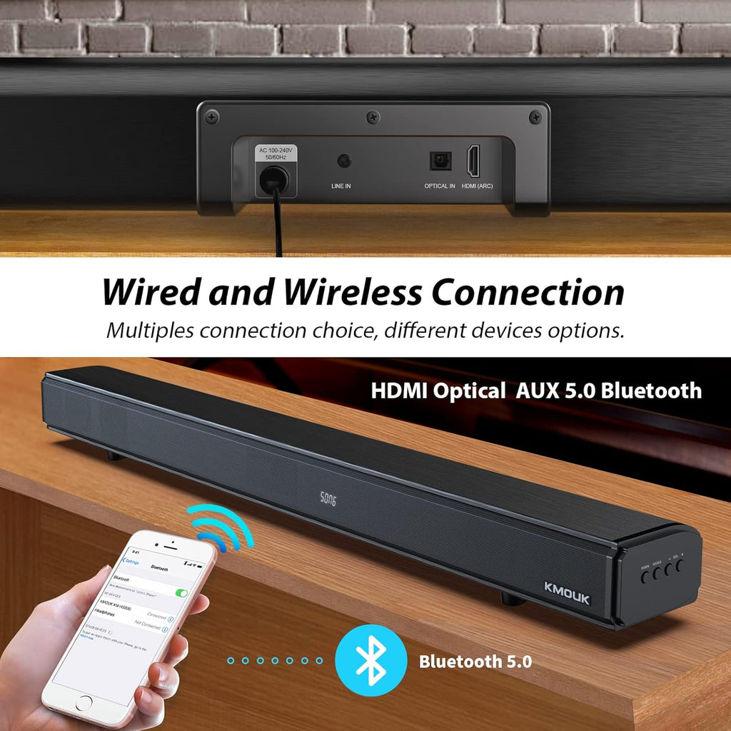 Soundbar with Built-in Dual Subwoofers, 6 Speakers, Bluetooth 5.0, HDMI ARC/Optical/AUX, 100W 2.1 G34142