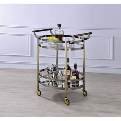 Rose Gold Clear Glass Serving Cart G938276
