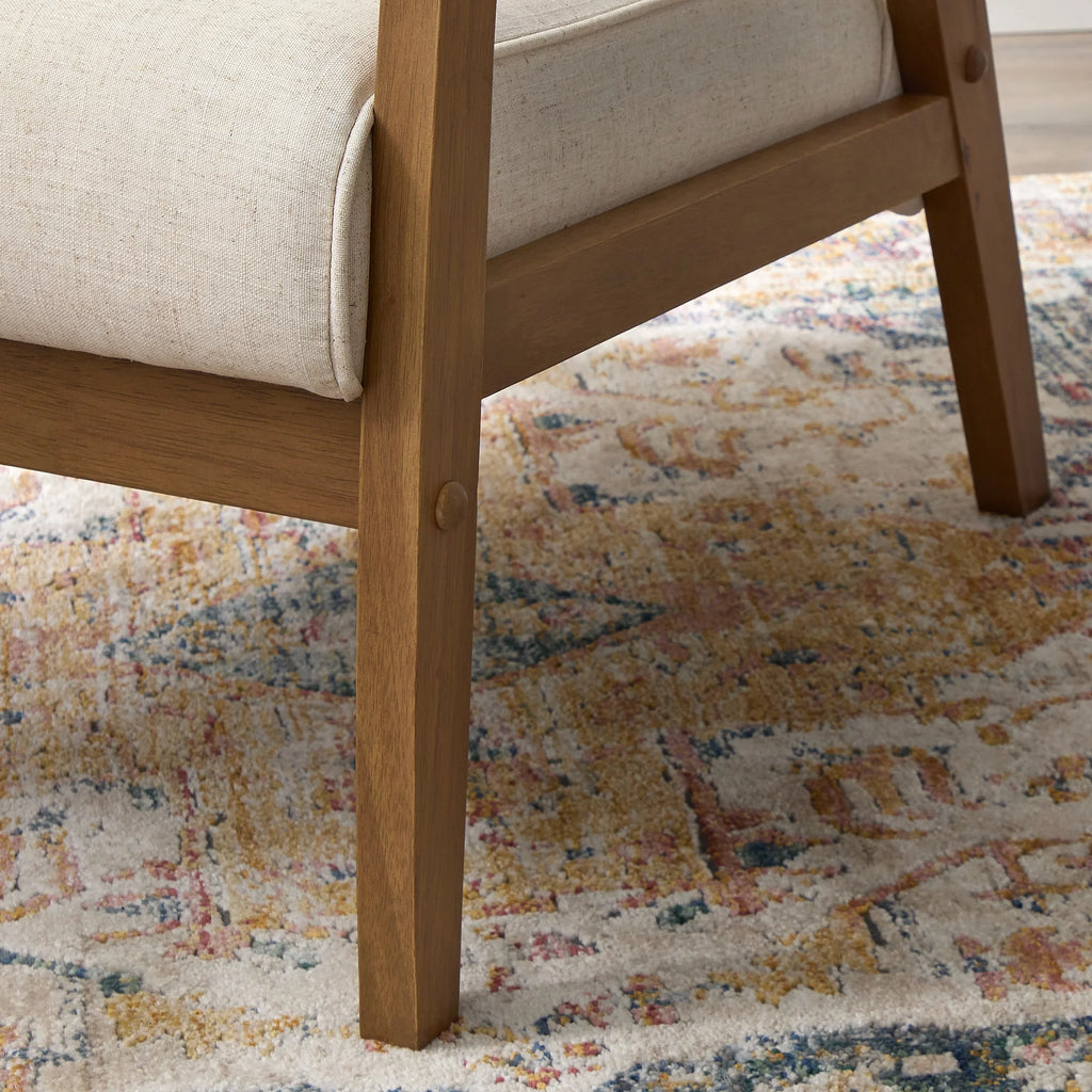 Cream Wood Frame Accent Chair S871