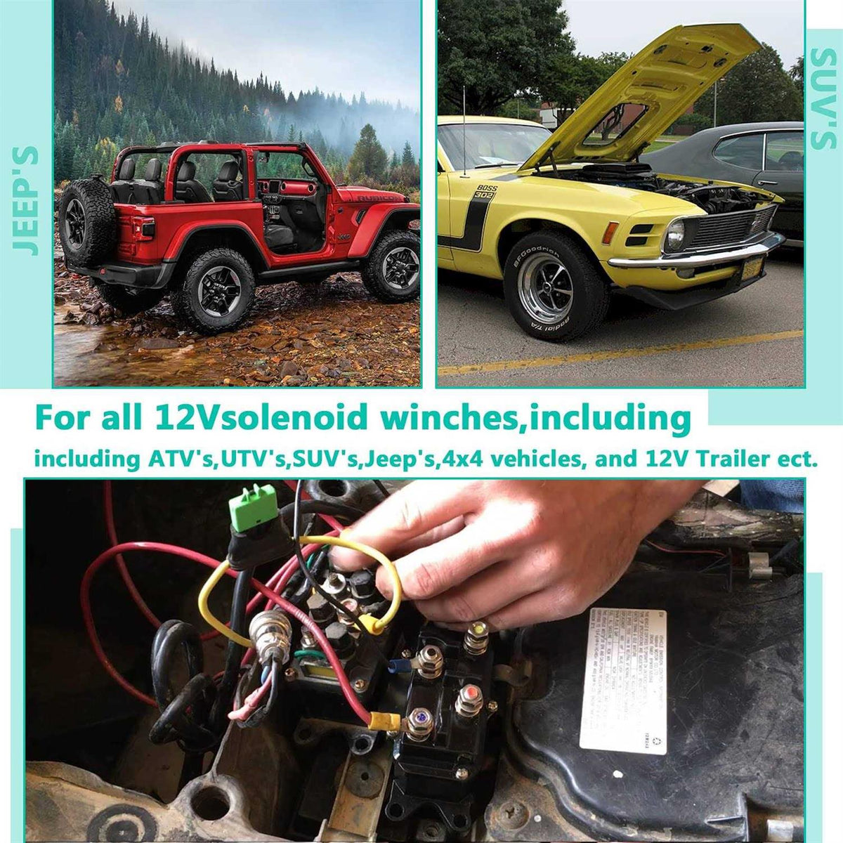 12v 250a Winch Solenoid Relay Contactor with 6 Protecting Caps O223998