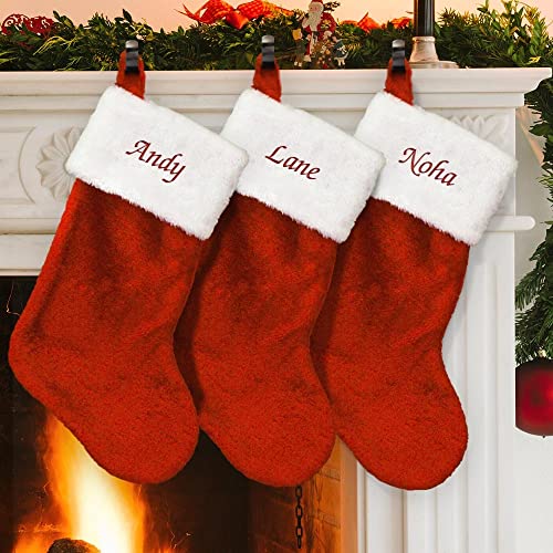 Embroidered Red Plush Christmas Stocking G4485