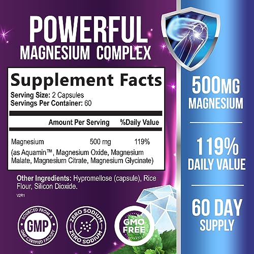 Magnesium Complex Supplement 500mg 120 Capsules U47253