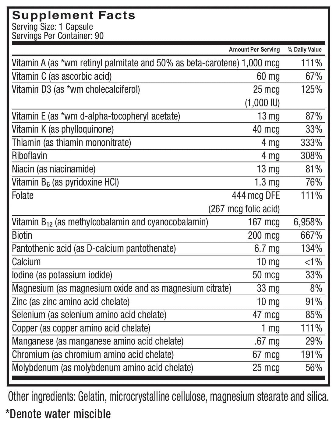 90 count Bariatric Multivitamin without Iron Capsules H924
