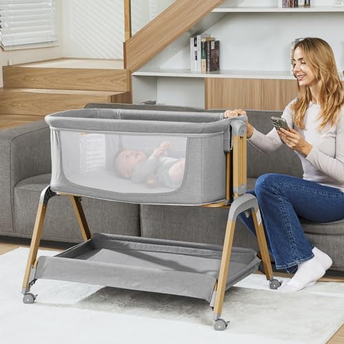 Navy Blue 3 in 1 Baby Bassinet with Mattress and Wheels N685