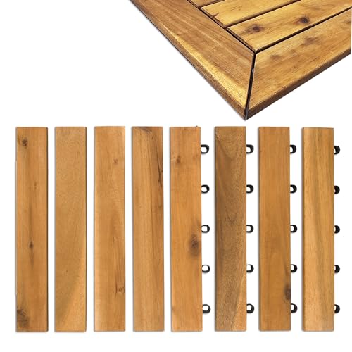 12 x 12 Acacia Hardwood Outdoor Flooring Edge Straight 8 pack B8744