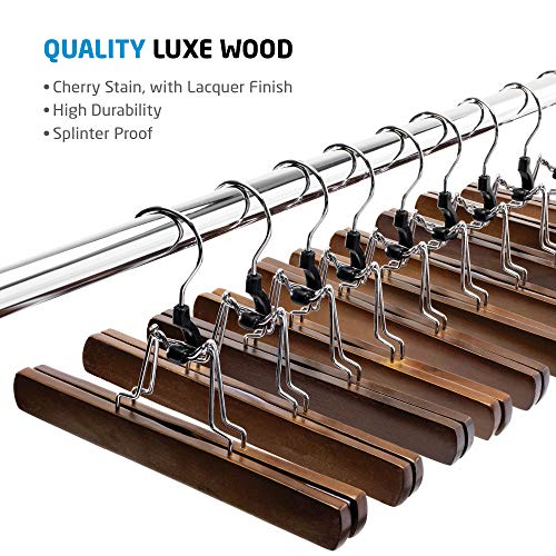 20 Pack Wooden Pants Hangers with Clips E85601