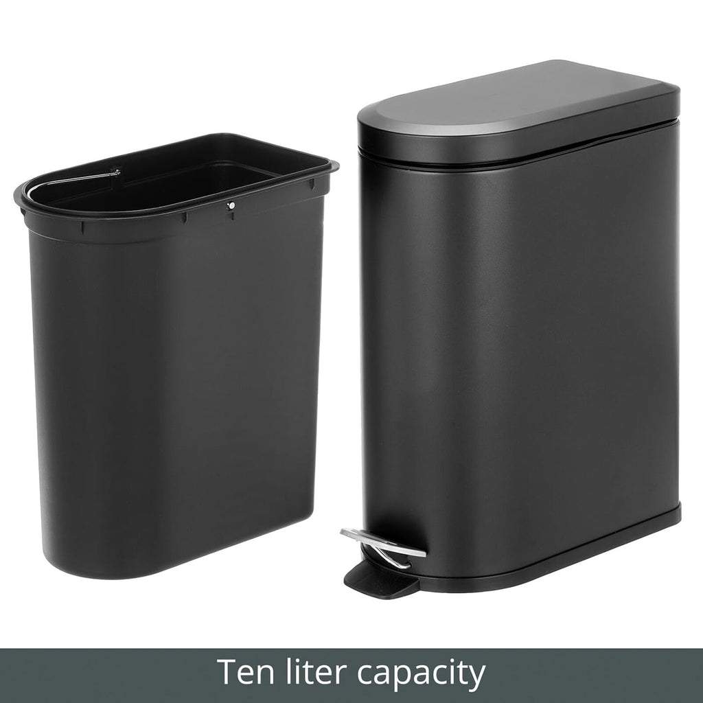 Black 2.6 Gallon Stainless Steel Step Trash Can P181