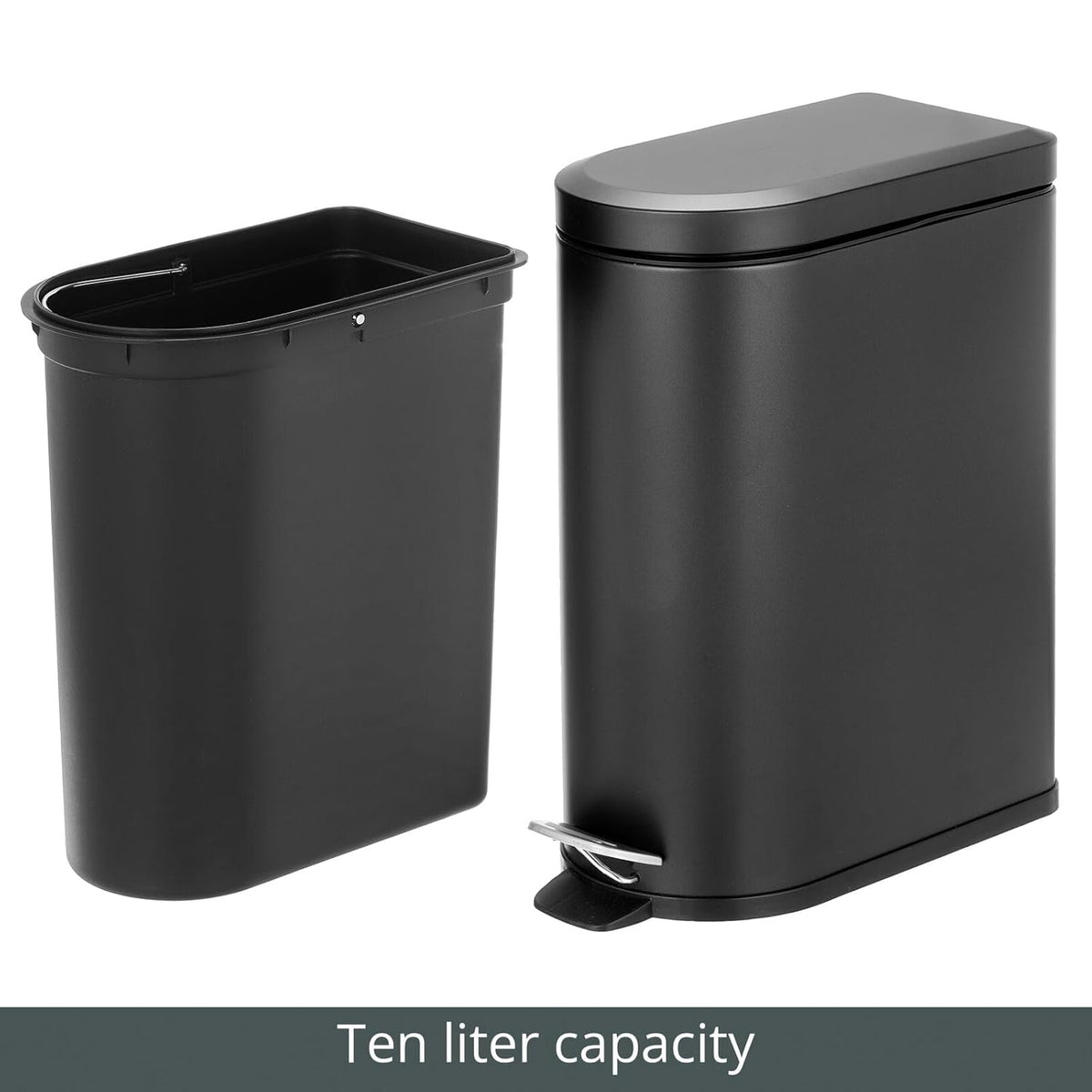Black 2.6 Gallon Stainless Steel Step Trash Can P181