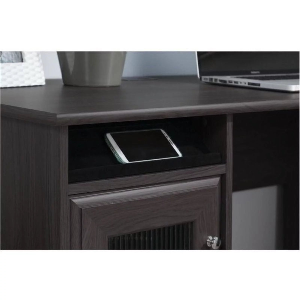 L-Shape Computer Desk with Hutch in Gray C502631