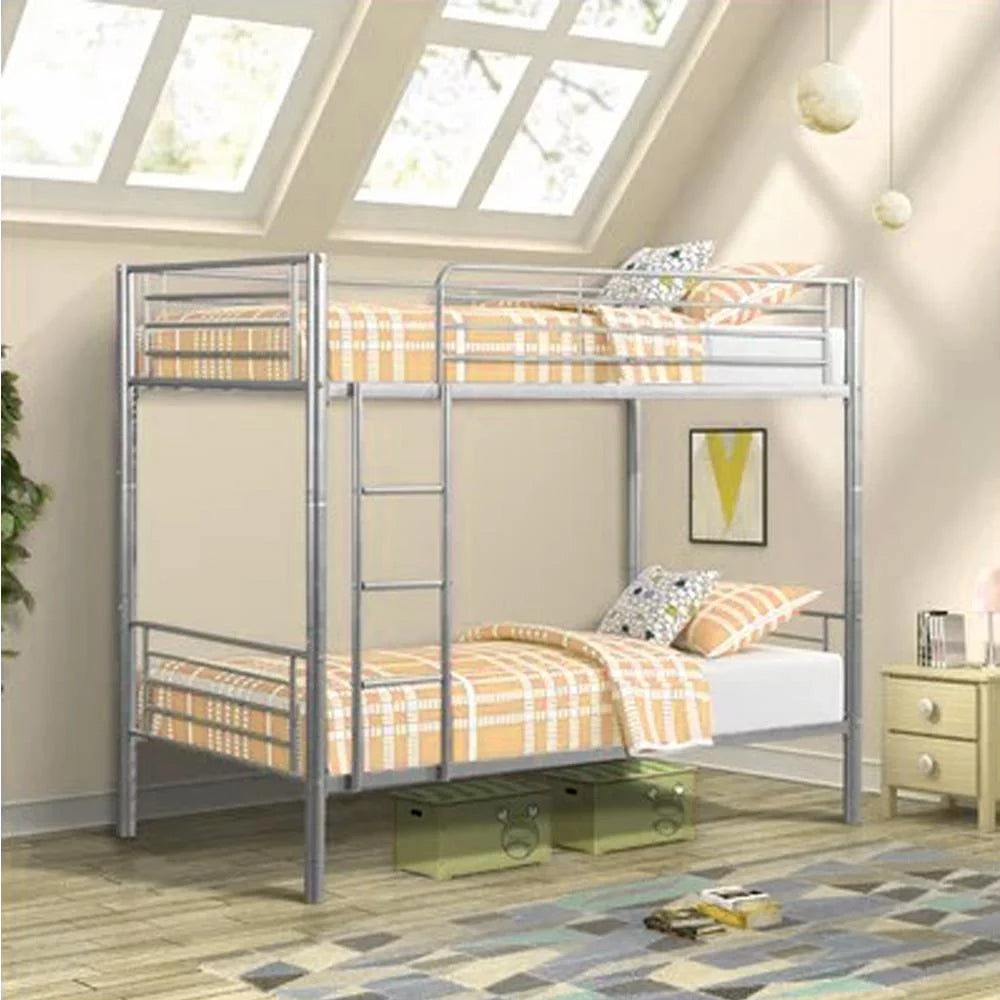 Twin Over Twin Gray Metal Bunk Bed I27216