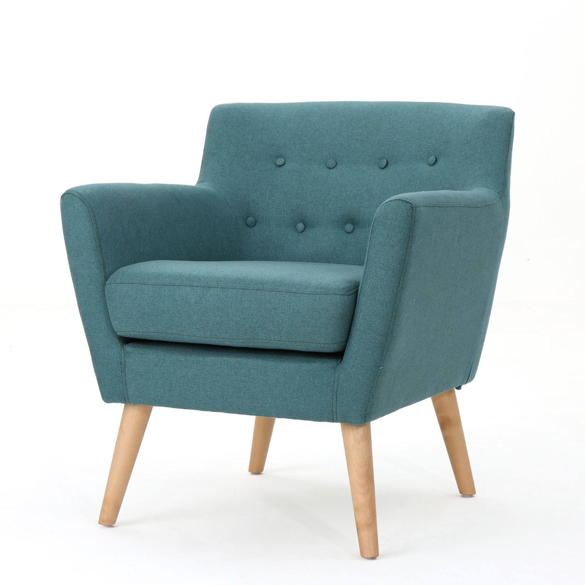 Teal Green and Brown Tufted Club Chair Q511