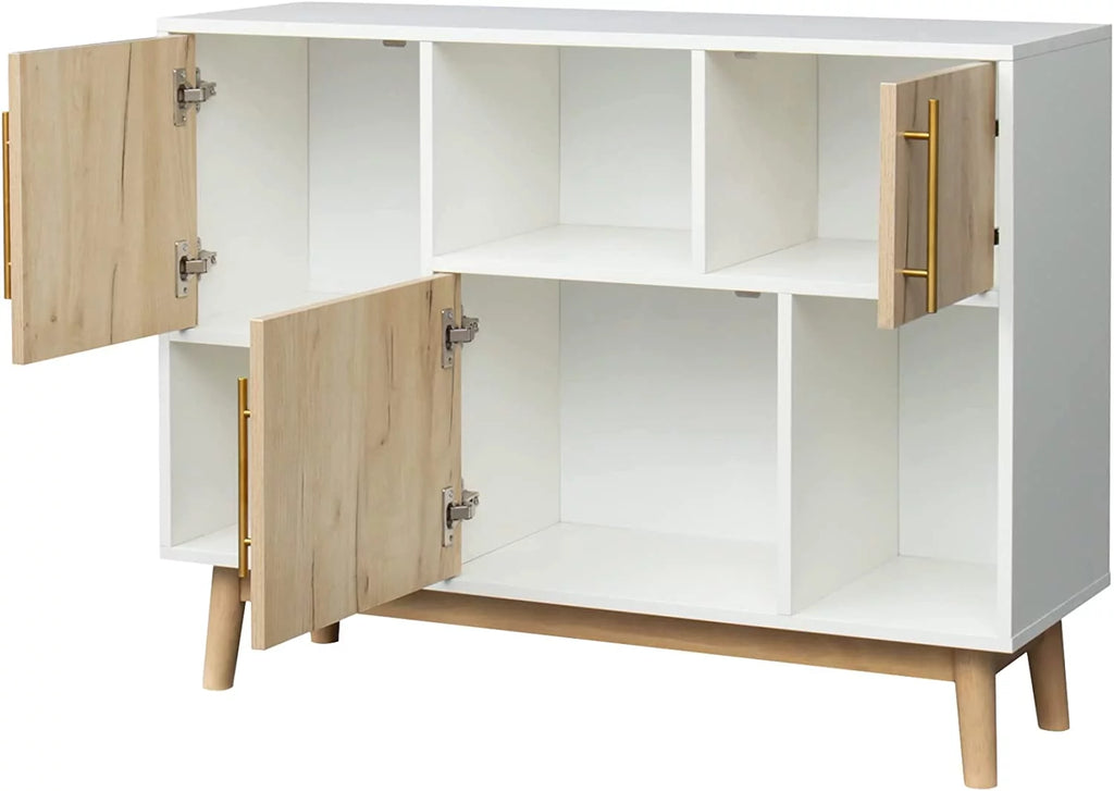 White and Oak Storage Cabinet with Door J92433