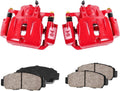 Red Coated Caliper Pair + Ceramic Brake Pads + Hardware Brake Kit A7267