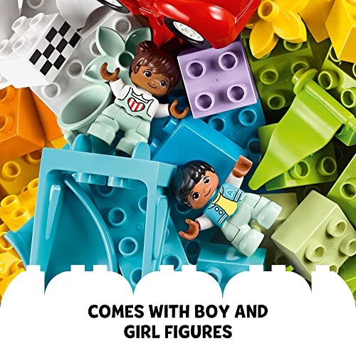 Brick Box Starter Set with Storage Box, Bricks, Figures, Dog, and Car A360