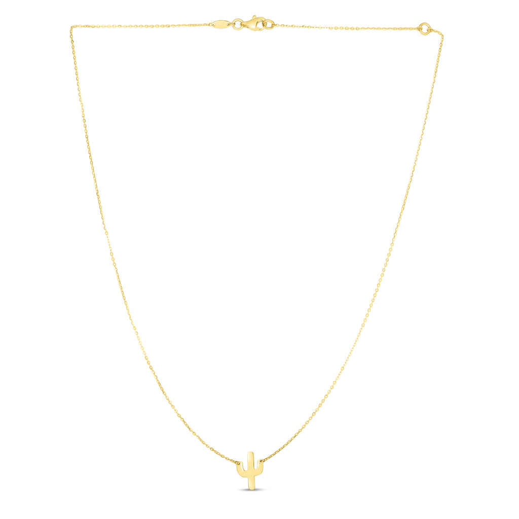14K Yellow Gold Cactus Necklace 18in O27123