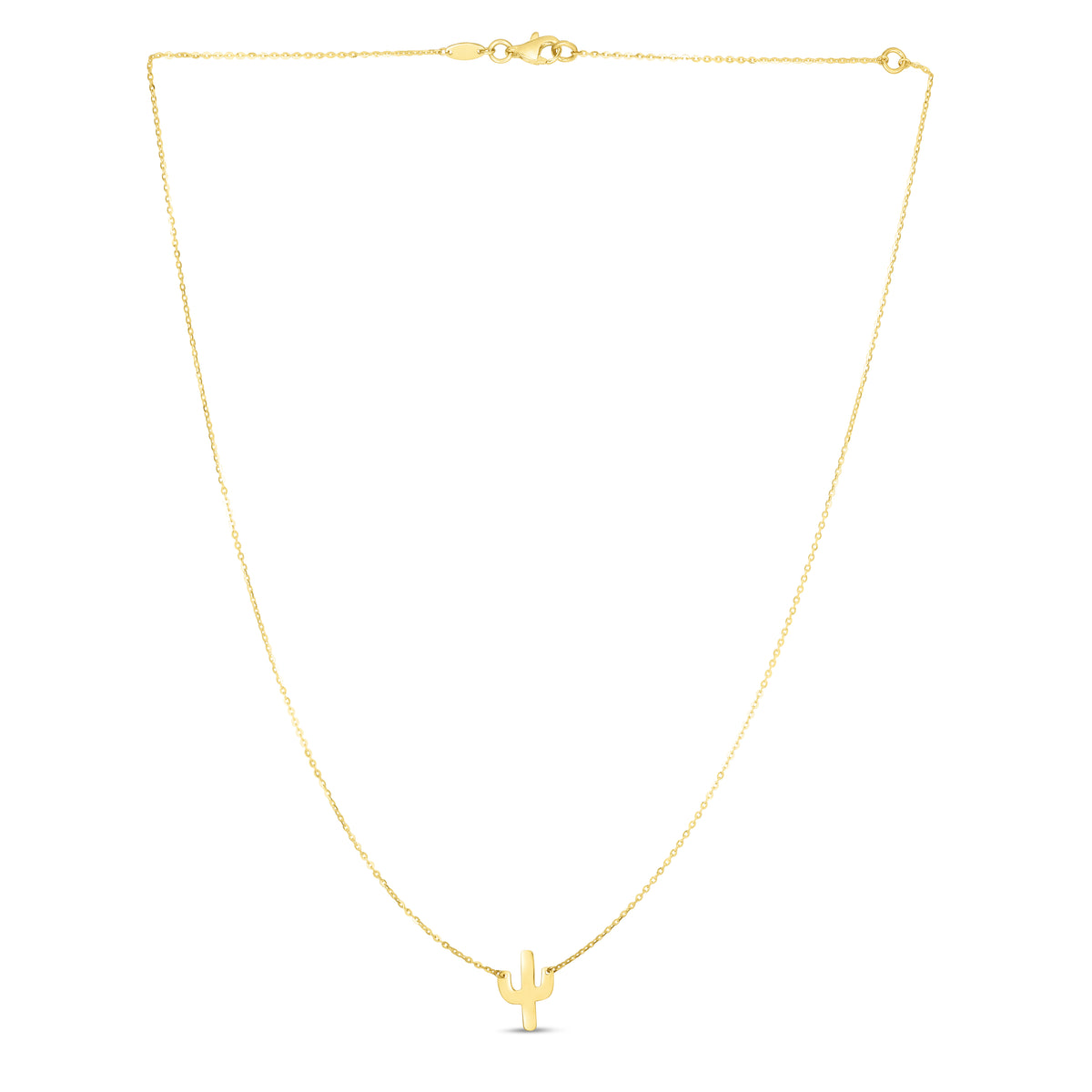 14K Yellow Gold Cactus Necklace 18in O27123