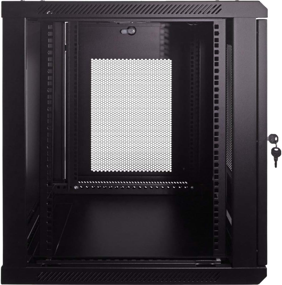 12U Wallmount Cabinet Enclosure 19-Inch Server Network Rack with Locking Perforated Door Black C9387