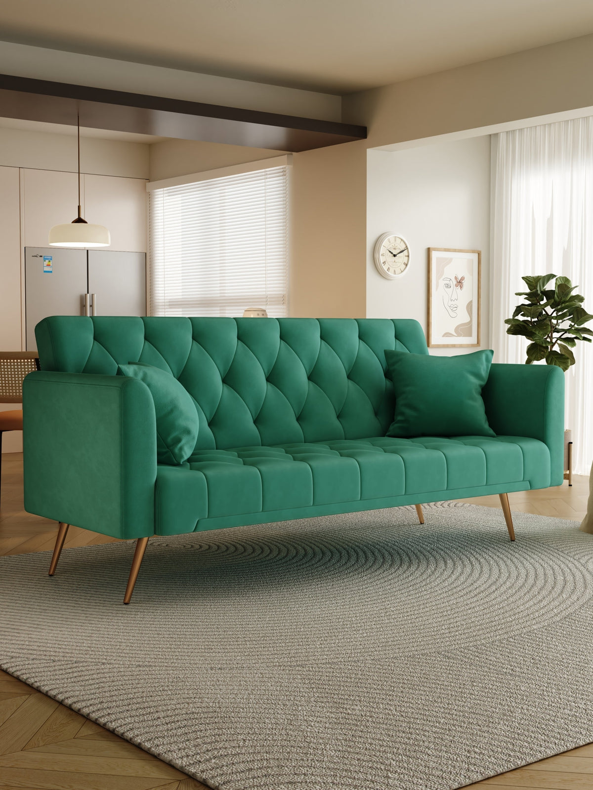 Convertible Sofa Bed Green T27686
