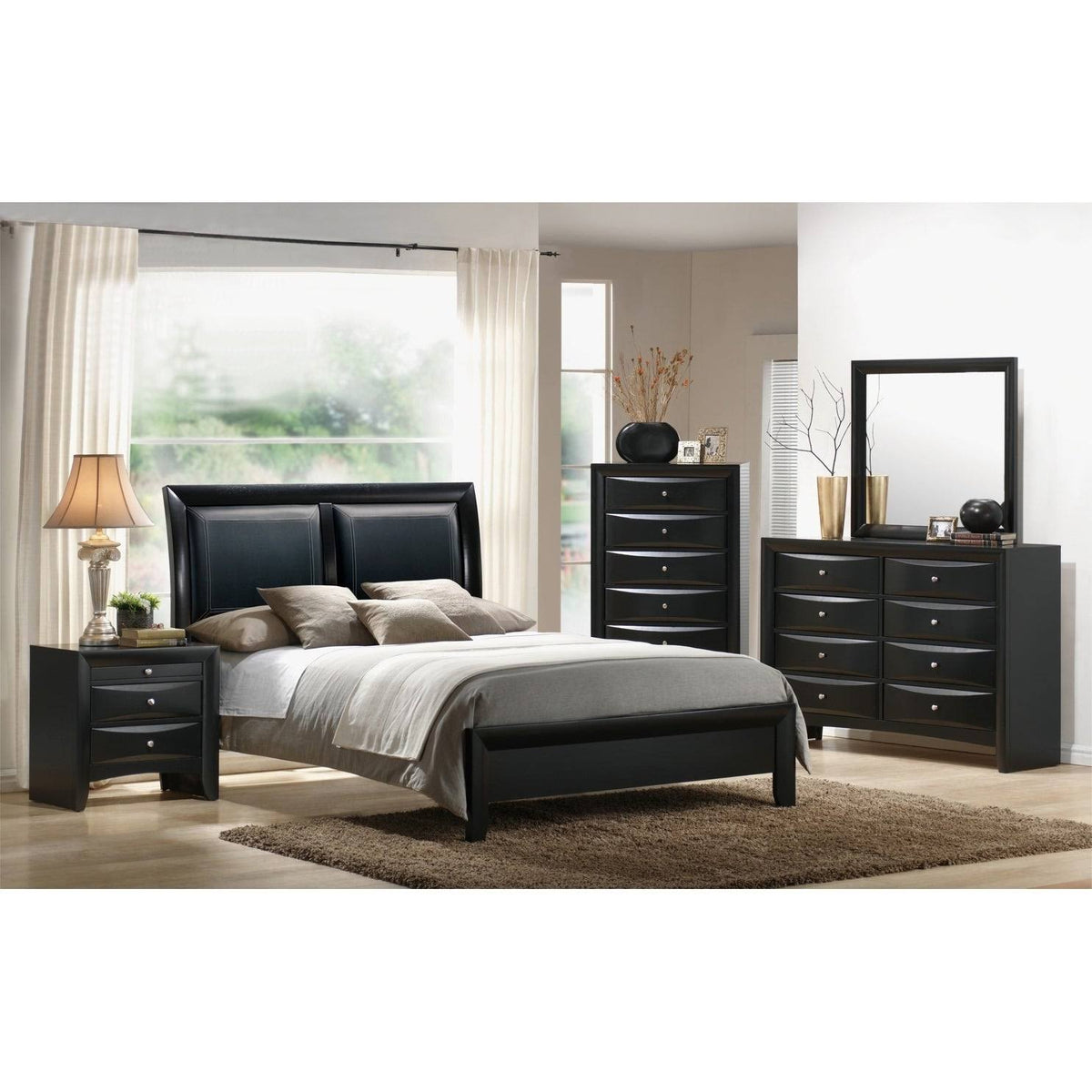 Black Wooden Eastern King Bed O847