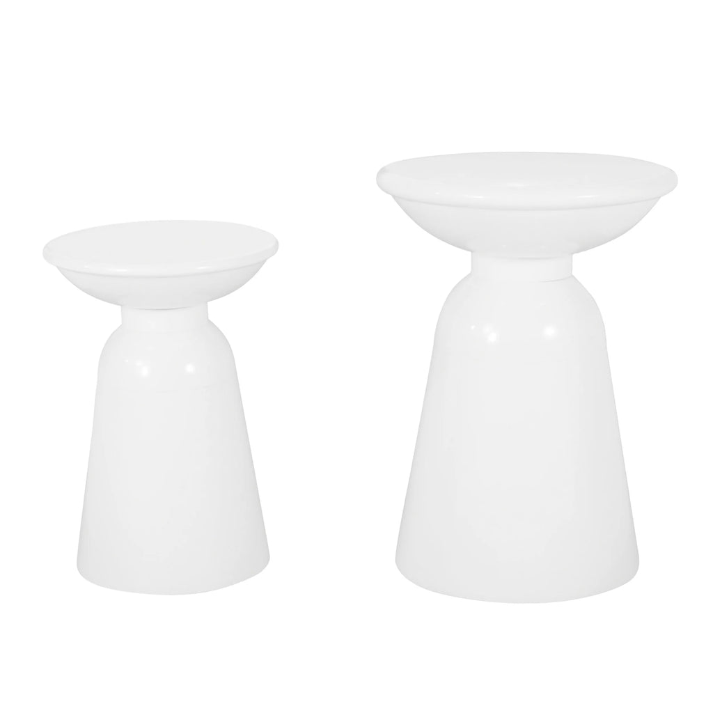 White Metal Outdoor Side Tables, Set of 2 G6621