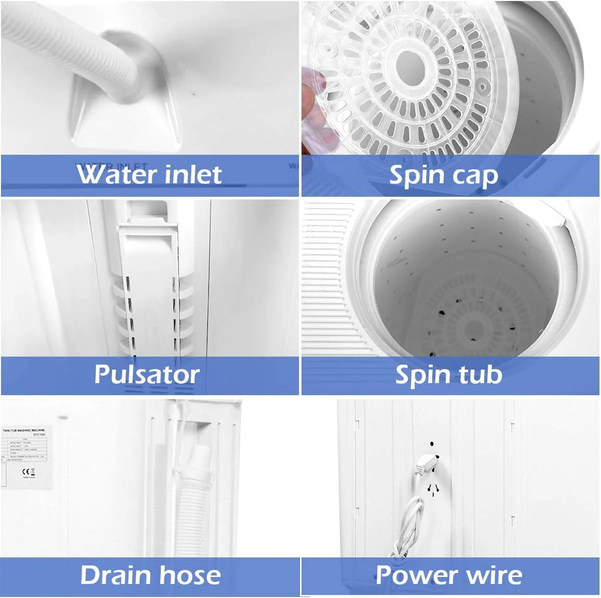 Portable Mini Compact Twin Tub Washing Machine 20lbs Blue White B255479