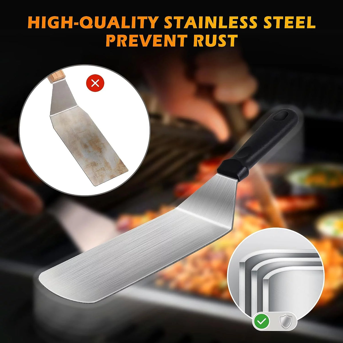137 Flat Top Grill Accessories Kit with Spatula, Basting Cover, Scraper, Bottle, Tongs, Egg Rings & Carry Bag R52363