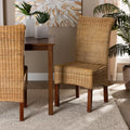 Natural Rattan and Mahogany Wood Dining Chair S590