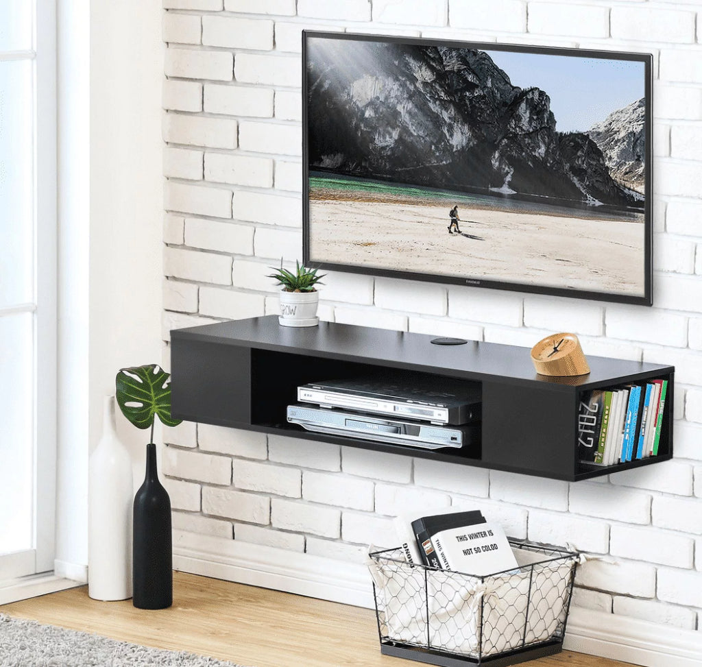 Black Wall Mounted Floating TV Stand R22314