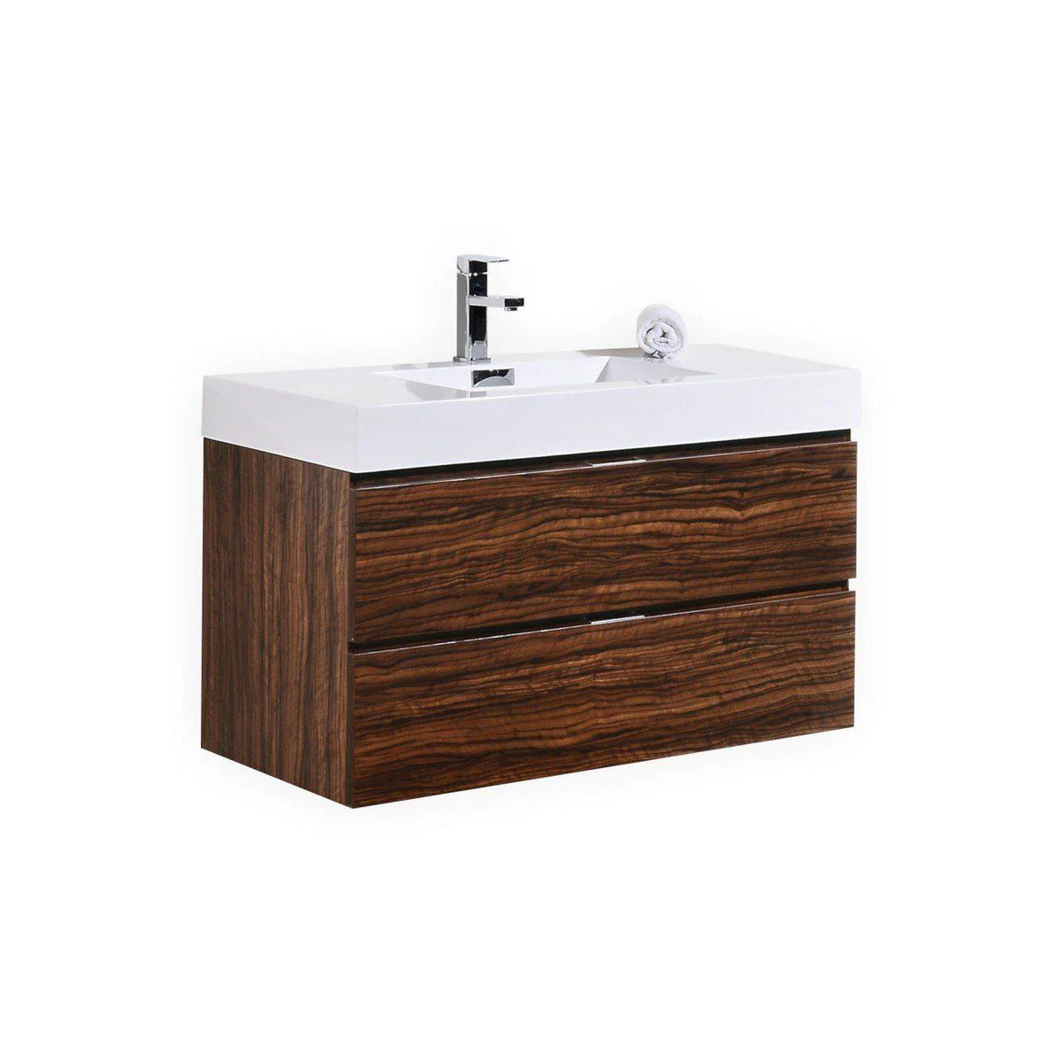 40 in. Wall Mount Walnut Bathroom Vanity V497238