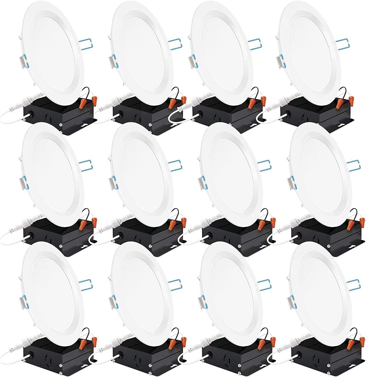 12 Pack 4 Inch Ultra Thin LED Recessed Ceiling Lights Slim, Selectable Color Temperature, Dimmable 10W=60W, 650 LM, Baffle Trim, Canless Wafer Thin with Junction Box A4907