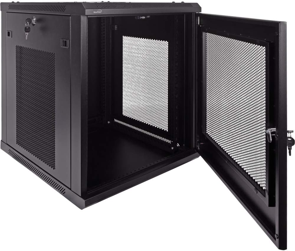 12U Wallmount Cabinet Enclosure 19-Inch Server Network Rack with Locking Perforated Door Black C9387