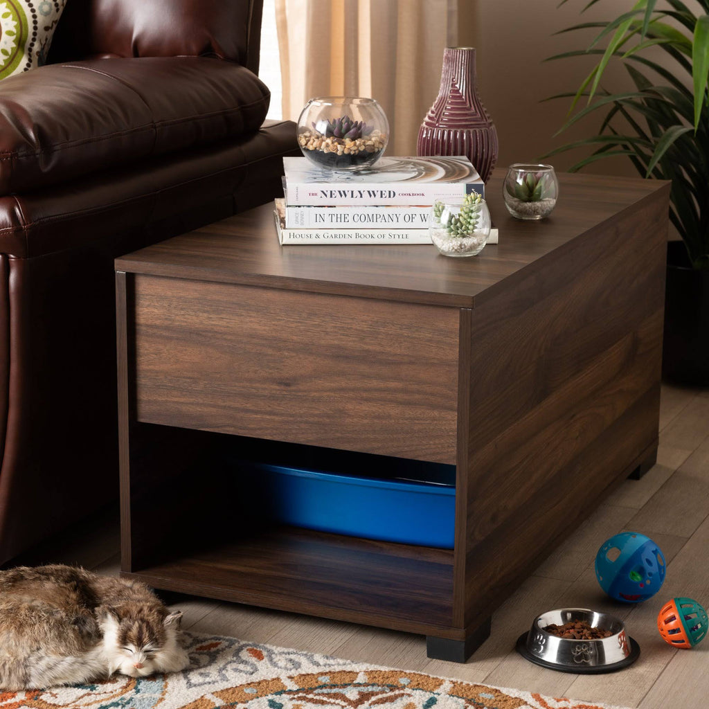 Walnut Brown Finished Cat Litter Box Cover House M242