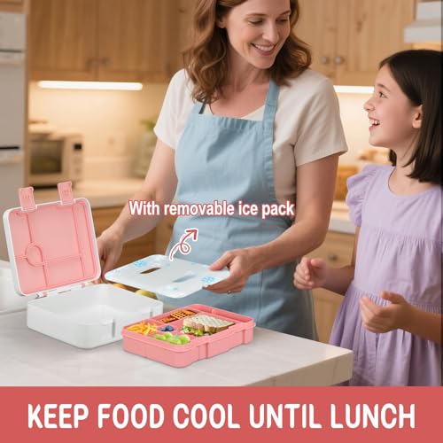 Kids 5 Compartment Leak-Proof Bento Lunch Box with Ice Pack and Utensils F925