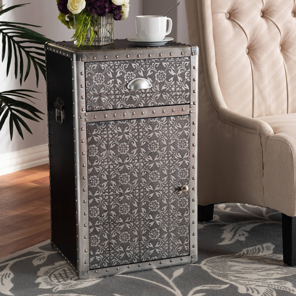 Silver Metal Accent Cabinet N34774
