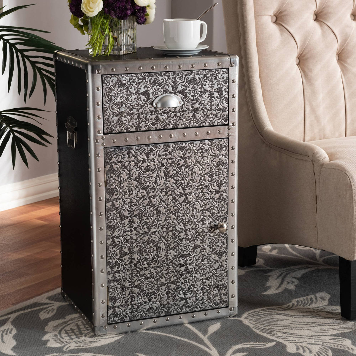 Silver Metal Accent Cabinet N34774