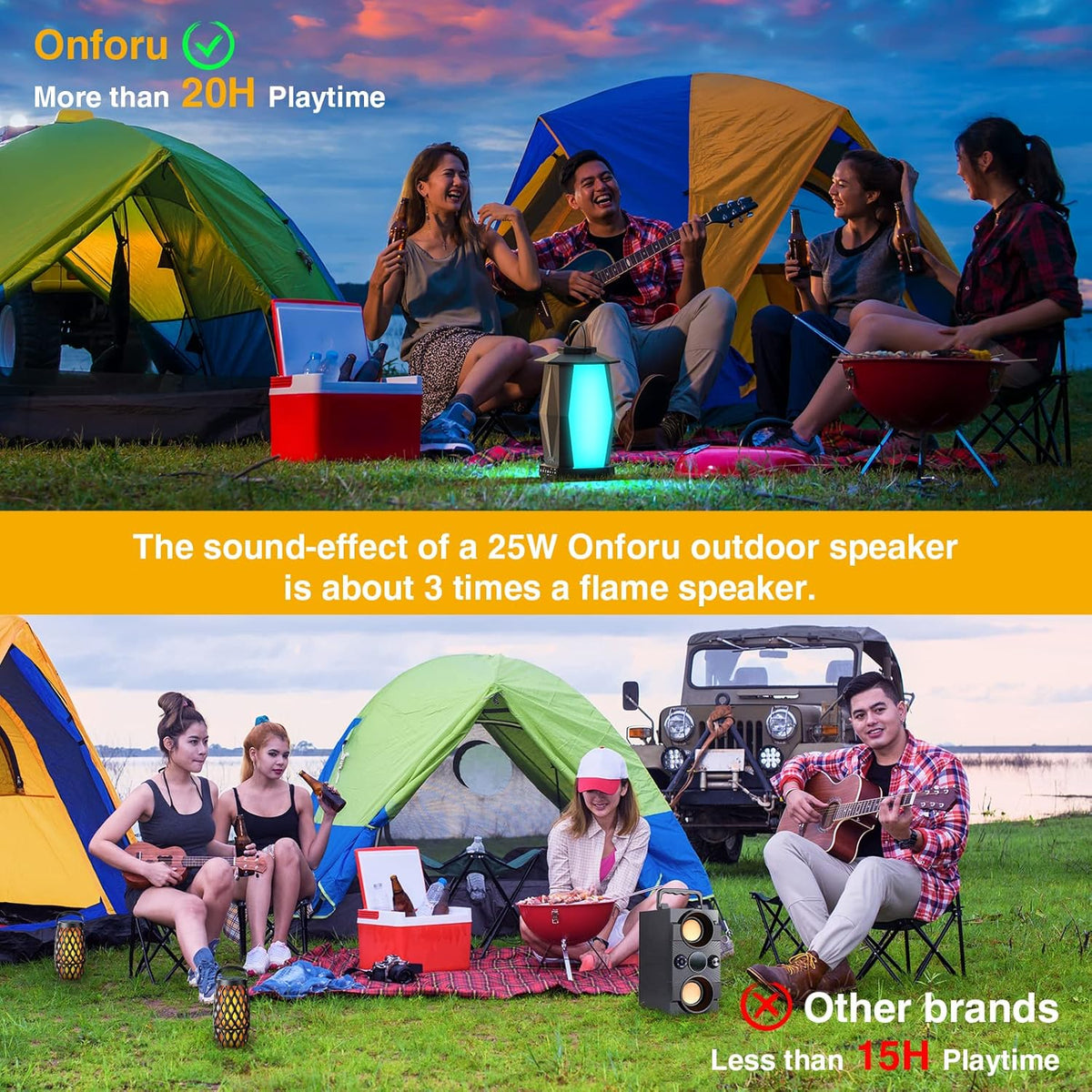 2 Pack 25W Wireless Outdoor Bluetooth Speakers with RGB LED Lights A554718