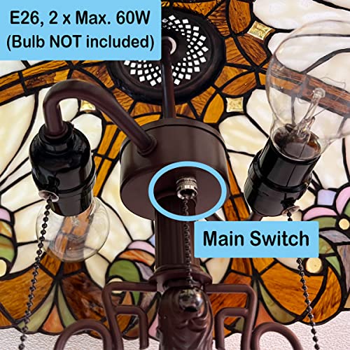 16" Wide Handmade Stained Glass Amber Cream Table Lamp R1715