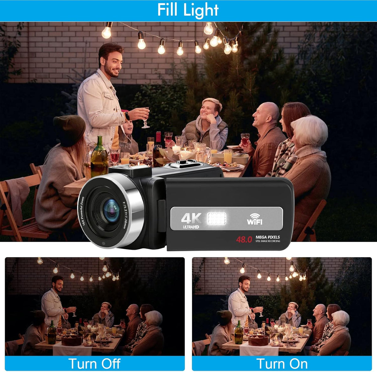 4K 60FPS Autofocus Digital Camera with WiFi, 32GB SD Card, 2 Batteries Z86888