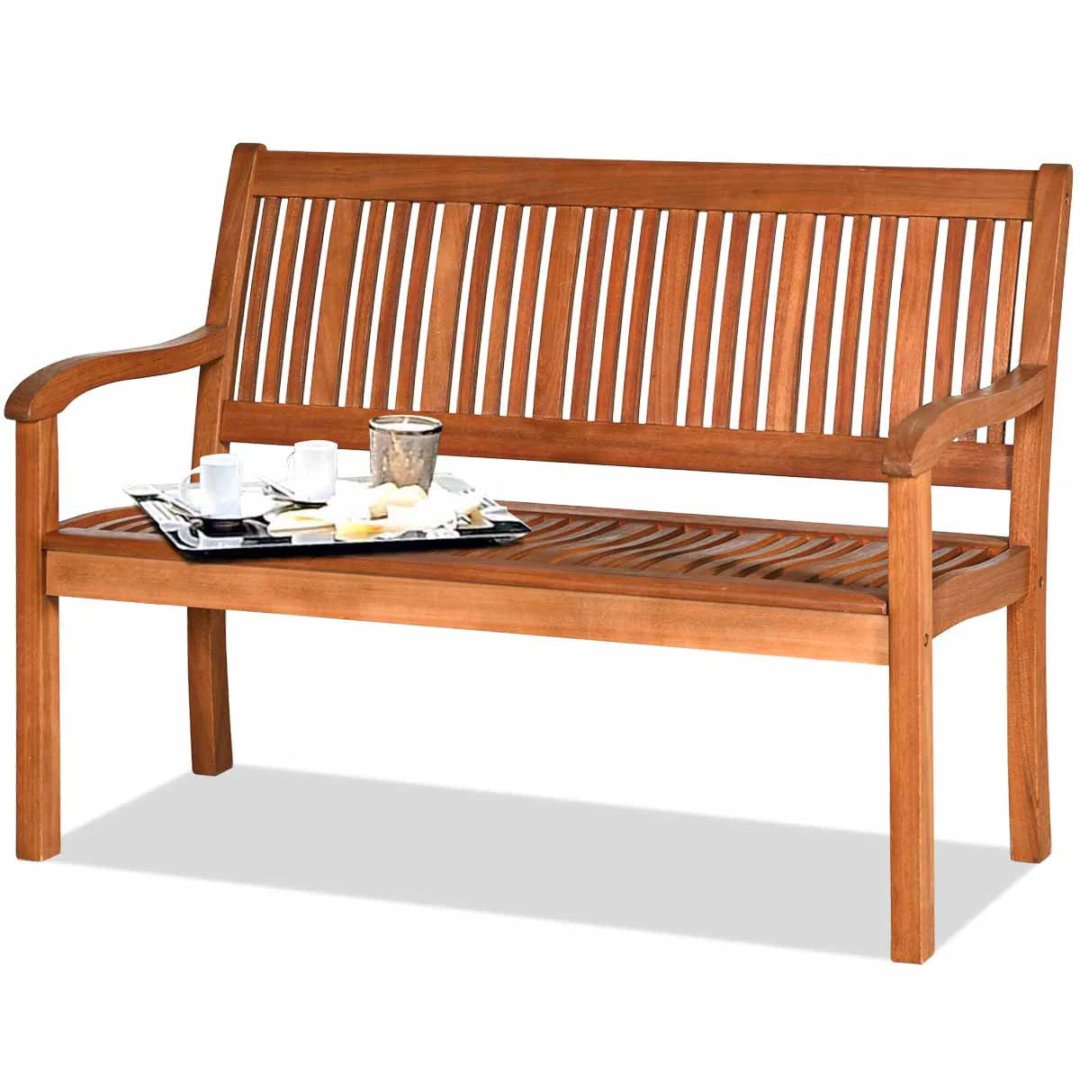50'' Two Person Outdoor Bench Loveseat Solid Wood H205